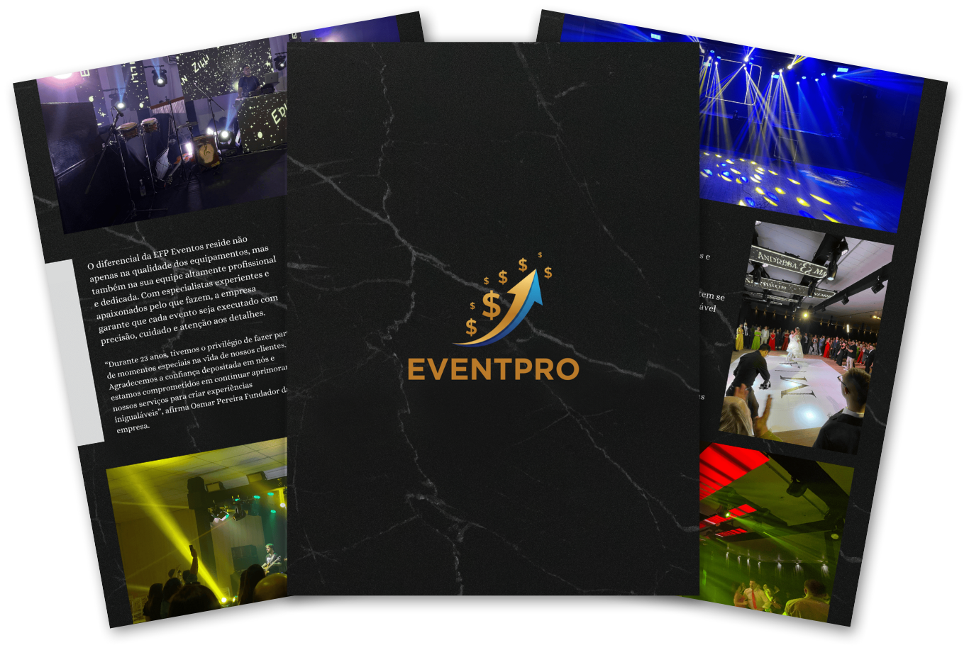 Mockup do material EVENTPRO — folheto profissional